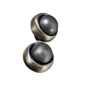 Vintage Textured Dome Clip Earrings  Bronze Tone Modernist Large 1980's Retro